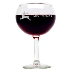  Reindeer Red Wine Glass
