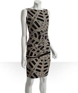 Nicole Miller black silk structural design printed dress   up 