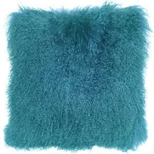  Pillow Decor   Mongolian Sheepskin Turquoise Blue