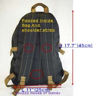 Mens Vintage Canvas Full Size backpack Laptop Bag Black  