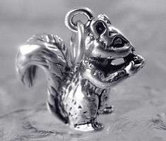 Squirrel & nut Sterling Silver Charm 3D Pendant Jewelry  