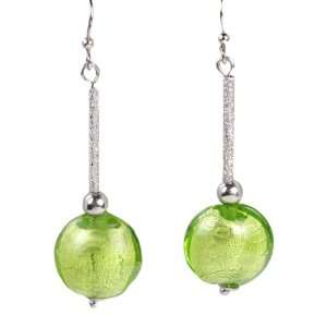   Silver Foil Murano Glass Bead Earrings   Serena Green/Silver: Jewelry