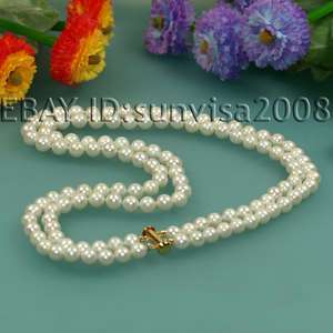 genuine 2 rows 7 8mm rare white akoya pearls necklace 18 19  