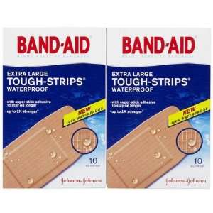 Band Aid Tough Strips Adhesive Bandages, Waterproof, Extra Large, 2 ct 