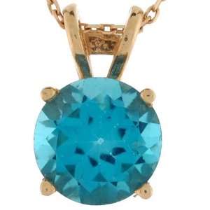    14k Gold CZ Blue Zircon December Birthstone Pendant Jewelry