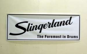 Vintage Slingerland Drum Logo Banner   White  