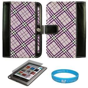  Purple Plaid Durable Stynthetic Leather Case Cover for 