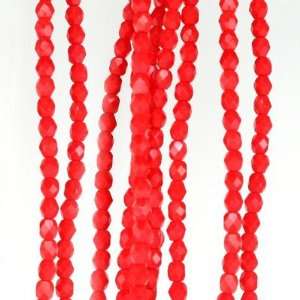  3mm Czech Fire Polish Opaque Red Crystal Beads: Arts 