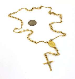 BEAUTIFUL VINTAGE 14K SOLID GOLD ROSARY BEADS CHAIN  