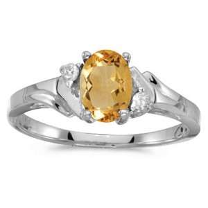   White gold November Birthstone Oval Citrine And Diamond Ring Jewelry