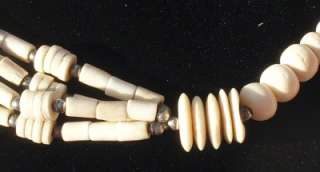 ANTIQUE MULTI STRING OX BONE AFRICAN ETHNIC TRIBAL NECKLACE   LONG 30 