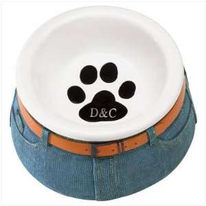  Blue Jean Ceramic Pet Bowl   Style 37082: Home & Kitchen