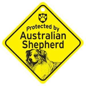 Australian Shepherd Protected By Dog Sign and caution Gift 