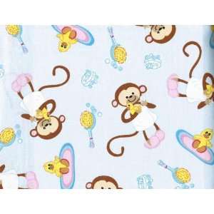 44 Fabric Monkey, Duck, Soap , Brush (Blue Background) Fabric By 
