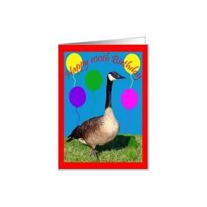  100th Birthday, Canada Goose with balloons Card: Toys 