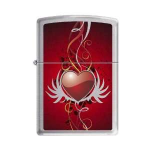  Zippo Heart and Wings Brushed Chrome Lighter, 6833 