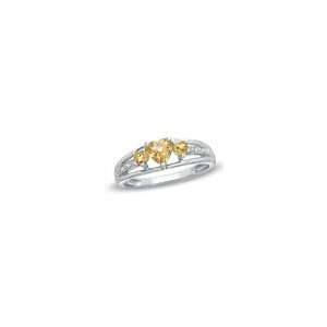   Citrine Three Stone and Diamond Accent Ring in Sterling Silver citrine