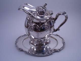Rare Gorham Sterling Hinged Lid Cream Pitcher with Tray, 1905 (414.8 