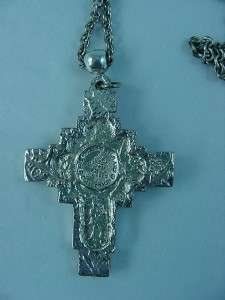 VTG THE VATICAN LIBRARY COLLECTIBLES SILVER TONE PENDANT CROSS CHAIN 