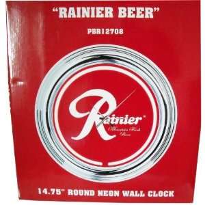 Rainier Beer 14.75 diameter Neon Wall Clock Case Pack 4