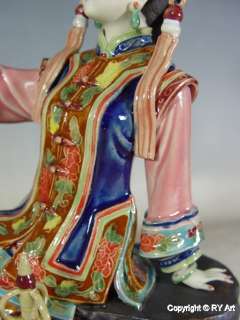STUNNING CHINESE PORCELAIN COURT LADY STATUE 10 H  