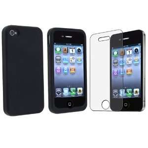 Don Accessory Premium BLACK Silicone Skin Case for Apple iPhone 4 / 4G 