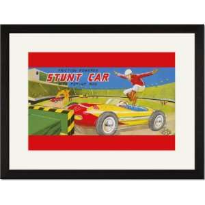   Framed/Matted Print 17x23, Friction Powered Stunt Car