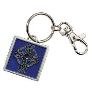  Blue Celtic Cross Metal Key Chain: Office Products