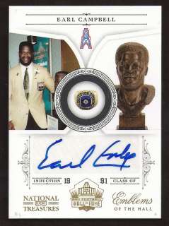 2010 National Treasures Emblems of the Hall Auto of Earl Campbell /50 