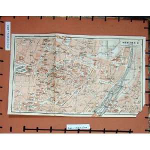  MAP 1929 GERMANY STREET PLAN MUNCHEN ISAR RIVER MUSEUM 