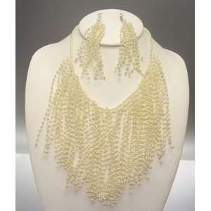  Cream Pearl Drape Fashion Necklace 