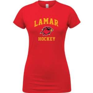   Lamar Cardinals Red Womens Hockey Arch T Shirt