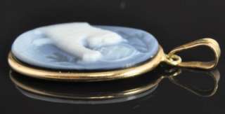 Giovanni Apa Italian Estate Vintage 14K Gold Carved Blue Agate Cat 