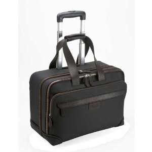   1774 Black Coated Canvas & Leather Trolley Cabin Case