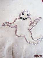 Prong Set Rhinestone Halloween Ghost Pin Brooch Cute  