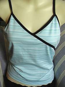   Top Womens Blue Crossover Bodice Active Wear Camisole/TankTop L/XL USA