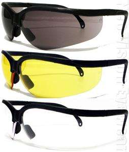 Lot of 3 Boxer Safety Glasses Clear Smoke Yellow Lens  