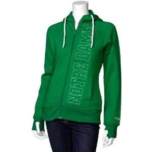   Dame Fighting Irish Green Ladies Big Screen Full Zip Hoody Sweatshirt