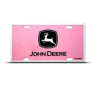  John Deere Pink Metal Novelty License Plate Wall Sign Tag 
