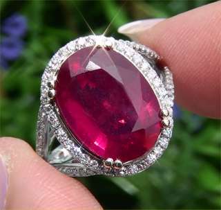 Estate 9.01 ct CERTIFIED Natural Red Ruby Diamond Vintage Cocktail 