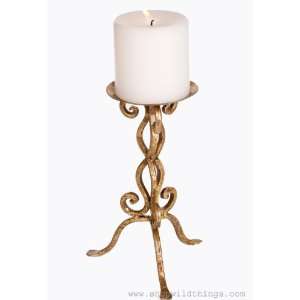  Gold Leafed Elegant Pillar Candle Holder 10 Tall