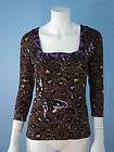  ALBERTO MAKALI Animal Print Sequin Embroidery Top Blouse size M