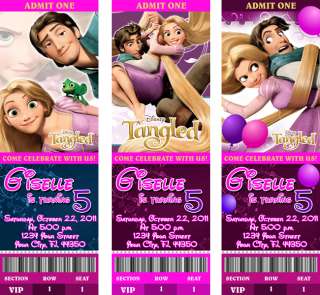 Tangled Birthday Party Personalized Ticket Invitations  