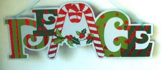 PEACE HANGING SIGN ~ WOODEN HOLIDAY DECORATION ~ IN or OUT ~ 15 x 6 