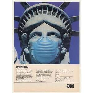  1982 3M Dust Mask on Statue of Liberty Breathe Free Print 