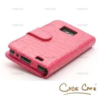 PINK CROCODILE LEATHER WALLET CARD HOLDER CASE COVER FOR SAMSUNG 