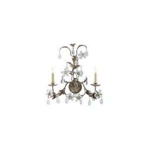 com Chart House Two Light Crystal Petal Sconce in Antique White Gold 