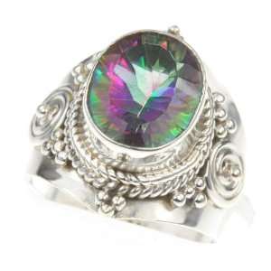   Sterling Silver RAINBOW MYSTIC TOPAZ CZ Ring, Size 6.5, 6g Jewelry