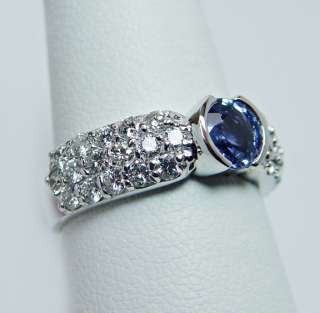 Sapphire 1ct VS GH Diamond Ring 14K White Gold 6gr HEAVY! Estate 