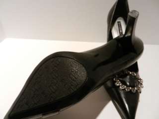 New $79 Bandolino US 9.5 Ornate Black Leather Pumps Heels Shoes Heels 